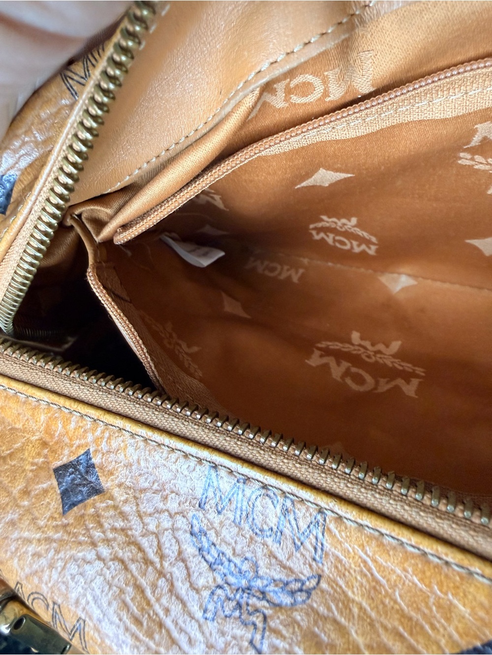 MCM Cognac Visetos Dome Satchel with Gold Hardware - Picture 8 of 12